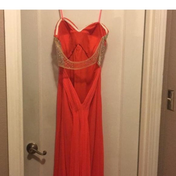La Femme long formal coral gown prom dress - Picture 5 of 8